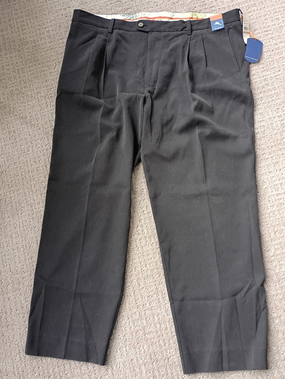 Tommy Bahama Men's Black Pleated St. Thomas Dress Pants Black 42x30
